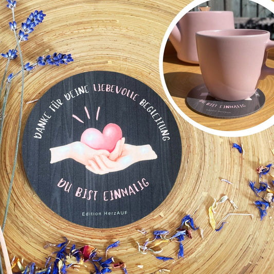 Kleines Danke Geschenk – Getränke Untersetzer Liebevolle Begleitung