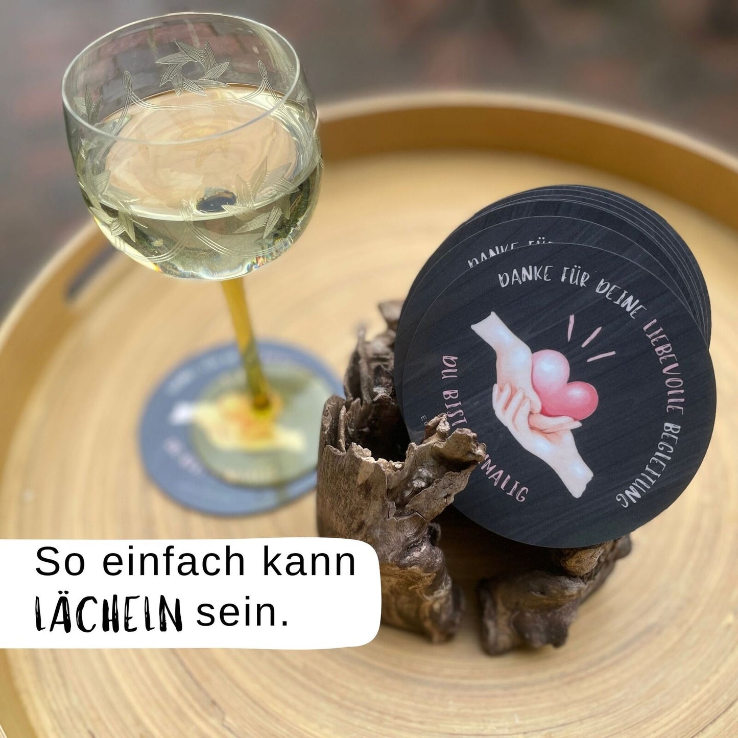 Kleines Danke Geschenk – Getränke Untersetzer Liebevolle Begleitung – Wein Untersetzer