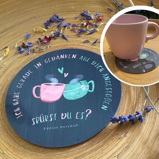 Herzlichen Glückwunsch Geschenk zum Gratulieren aus der Ferne_ Getränke Untersetzer AUF DICH ANGESTOßEN