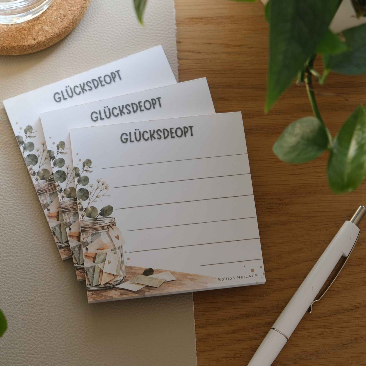 Glücksdepot – Notizblöcke für Erinnerungsglas - 3er Set