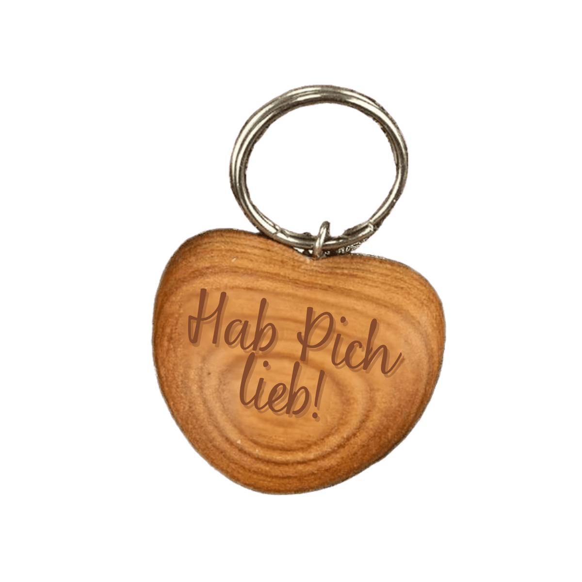 Herz-Schlüsselanhänger aus Kirschholz – Hab dich lieb in Geschenkverpackung