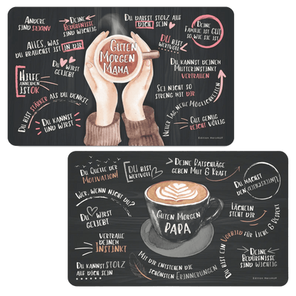 Überrasche deine Eltern mit diesem einzigartigen Geschenk und bereichere ihre Morgenroutine mit einer extra Portion Liebe. Die beiden Frühstücksbrettchen sind nicht nur eine der charmantesten Geschenkideen für Eltern zu Weihnachten, sondern auch praktische Alltagshelfer, die in keiner Küche fehlen sollten. Ein Geschenk für die Eltern, das von Herzen kommt und jeden Tag aufs Neue Freude bereitet.