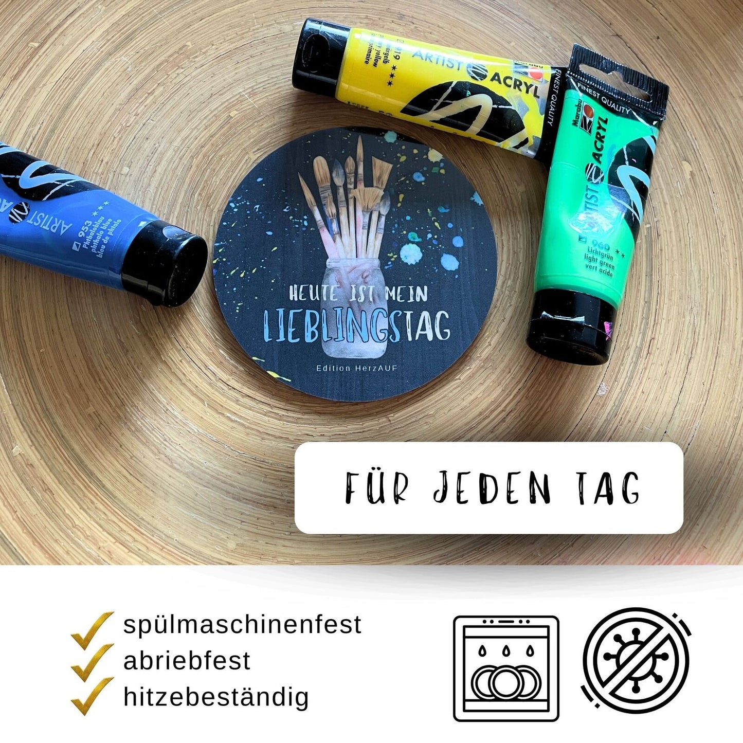 Untersetzer ‚Heute ist mein Lieblingstag', kleines Weihnachtsgeschenk, Wichtelgeschenk, Geschenk zur bestandenen Prüfung, Mental Health