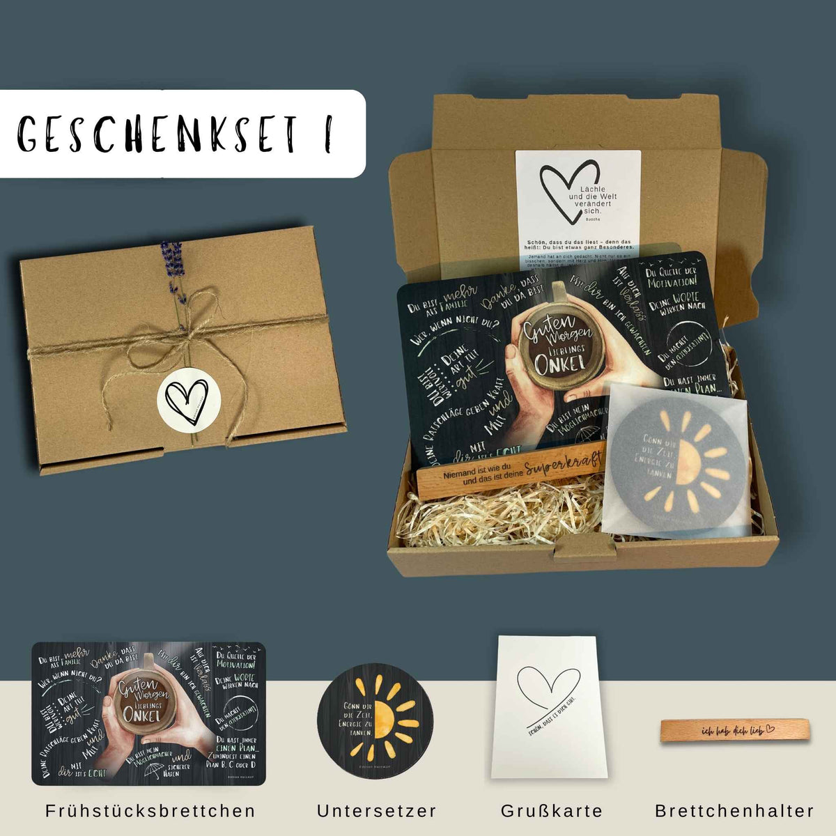 Geschenkset „Guten Morgen Lieblingsonkel“ – Eine liebevolles Geschenk, das von Herzen kommt