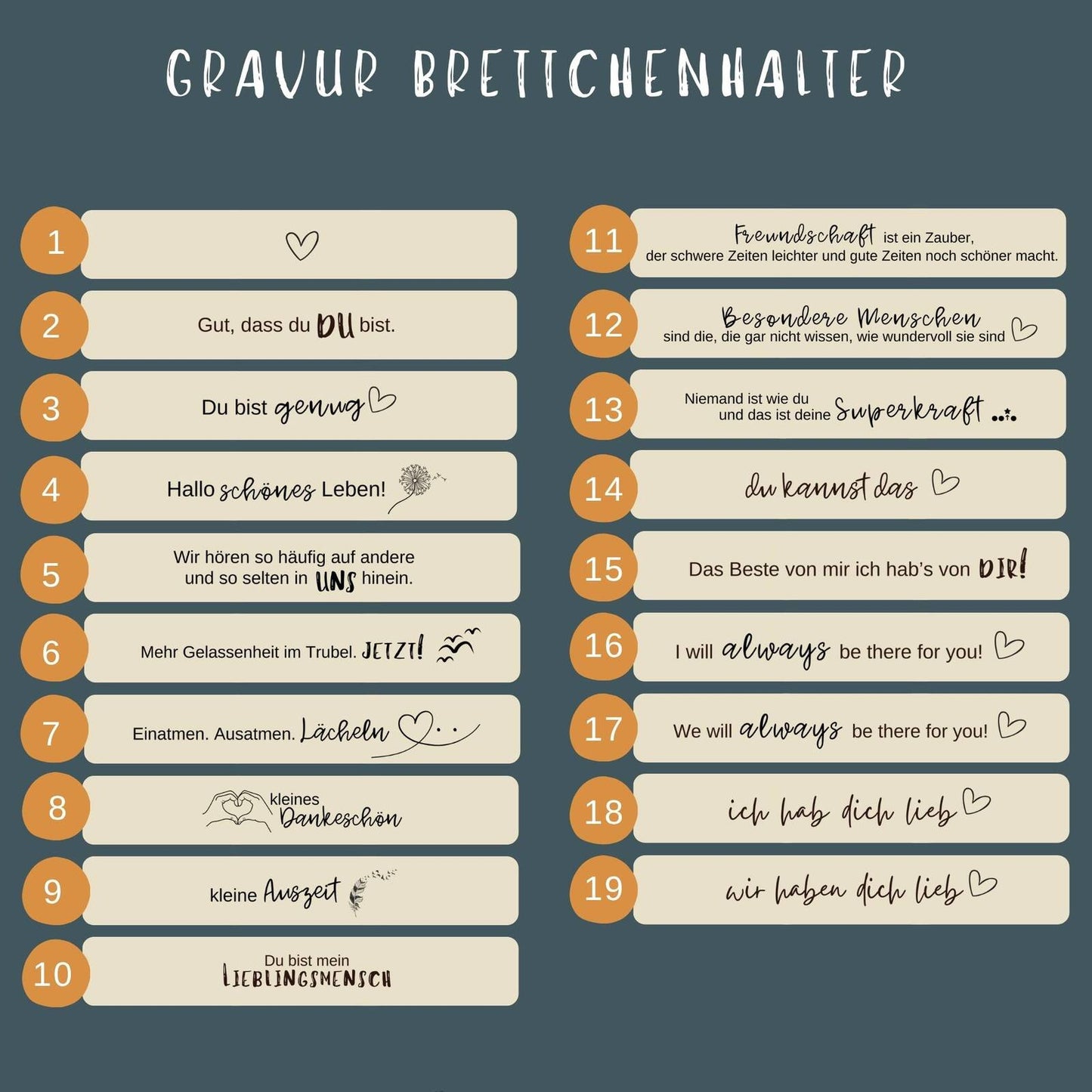 Gravur Brettchenhalter