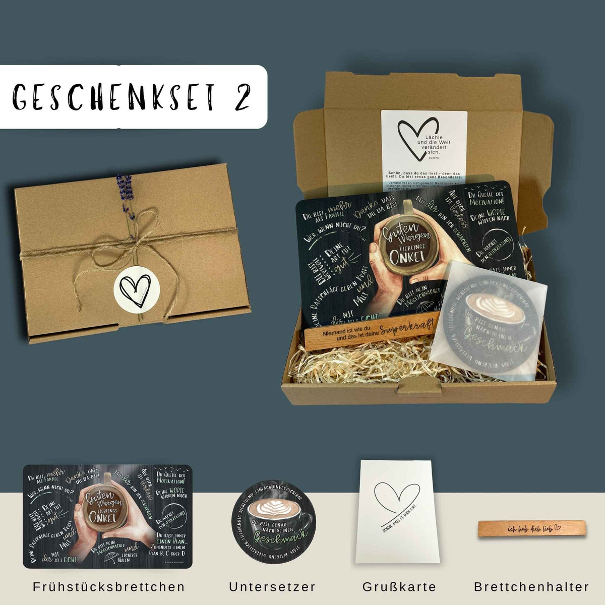 Geschenkset „Guten Morgen Lieblingsonkel“ – Eine liebevolles Geschenk, das von Herzen kommt