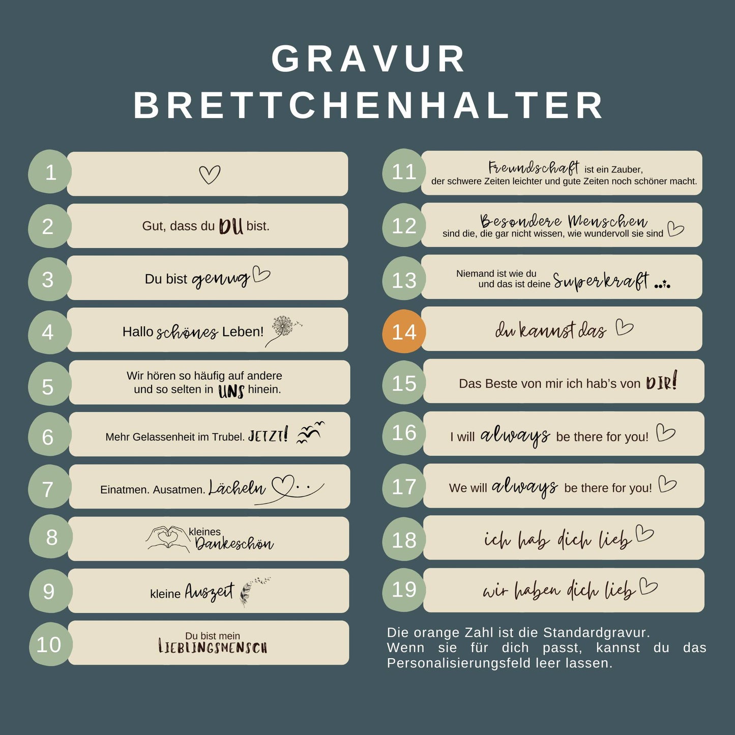 Du schaffst das - Geschenkset: Frühstücksbrettchen + Halter + Untersetzer „Platz für PositiviTeet“