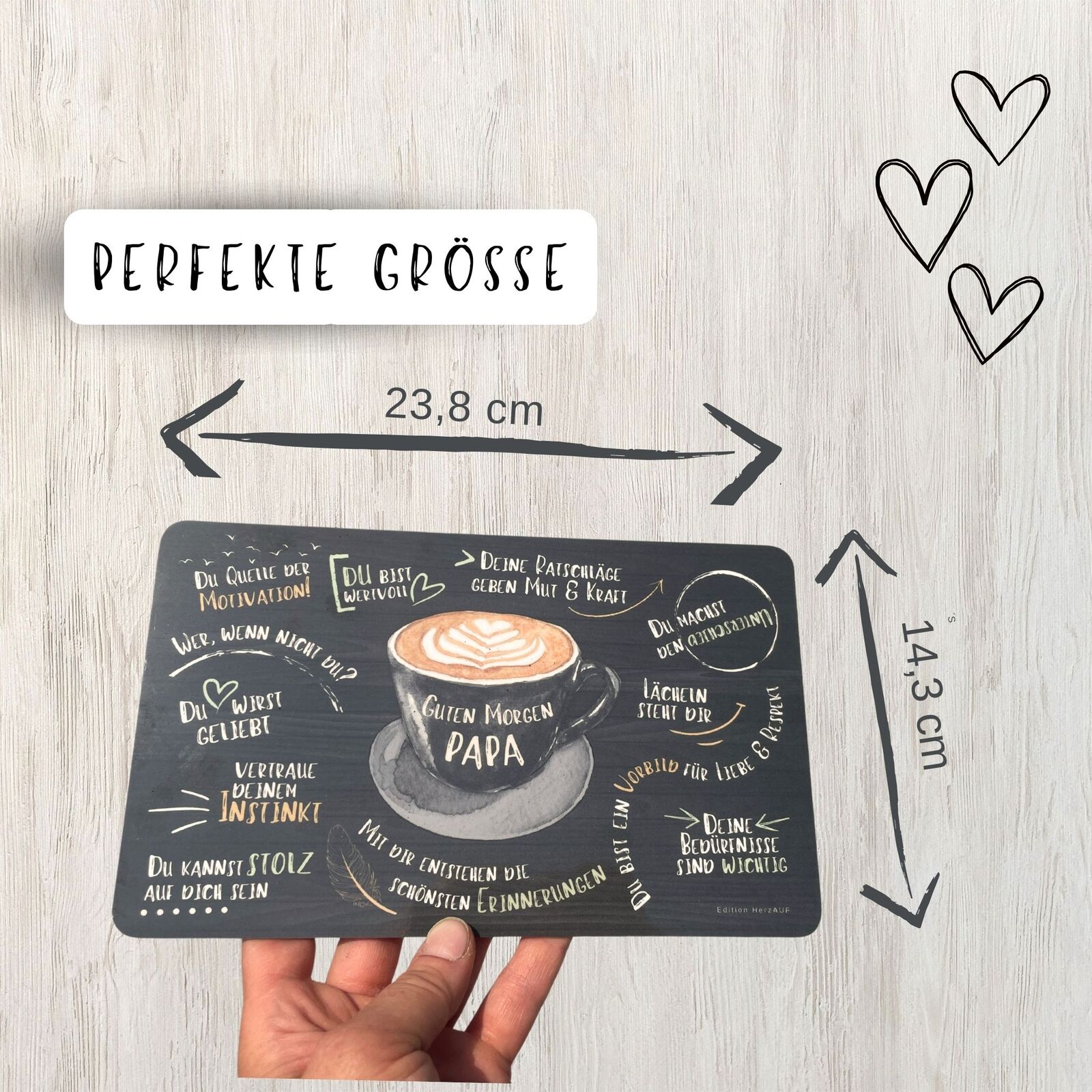 Liebevolles Geschenk für Papa - Papa Brettchen "Guten Morgen Papa" von Edition HerzAUF - Größe
