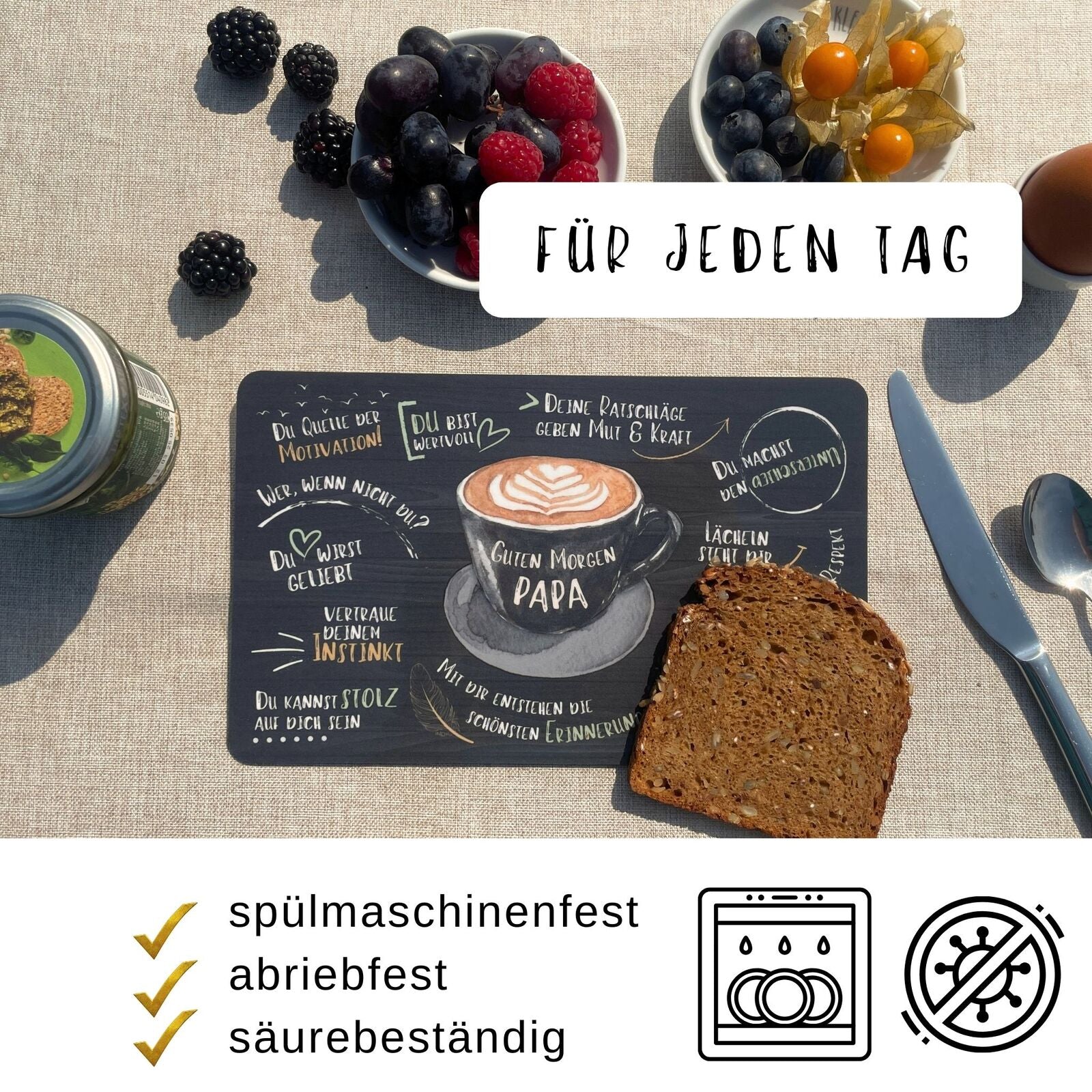 Liebevolles Geschenk für Papa – Papa Brettchen „Guten Morgen Papa“ von Edition HerzAUF – für jeden Tag