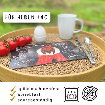 Geschenk für die Freundin oder Lieblingsmensch – Frühstücksbrettchen Du bist in rot für jeden Tag