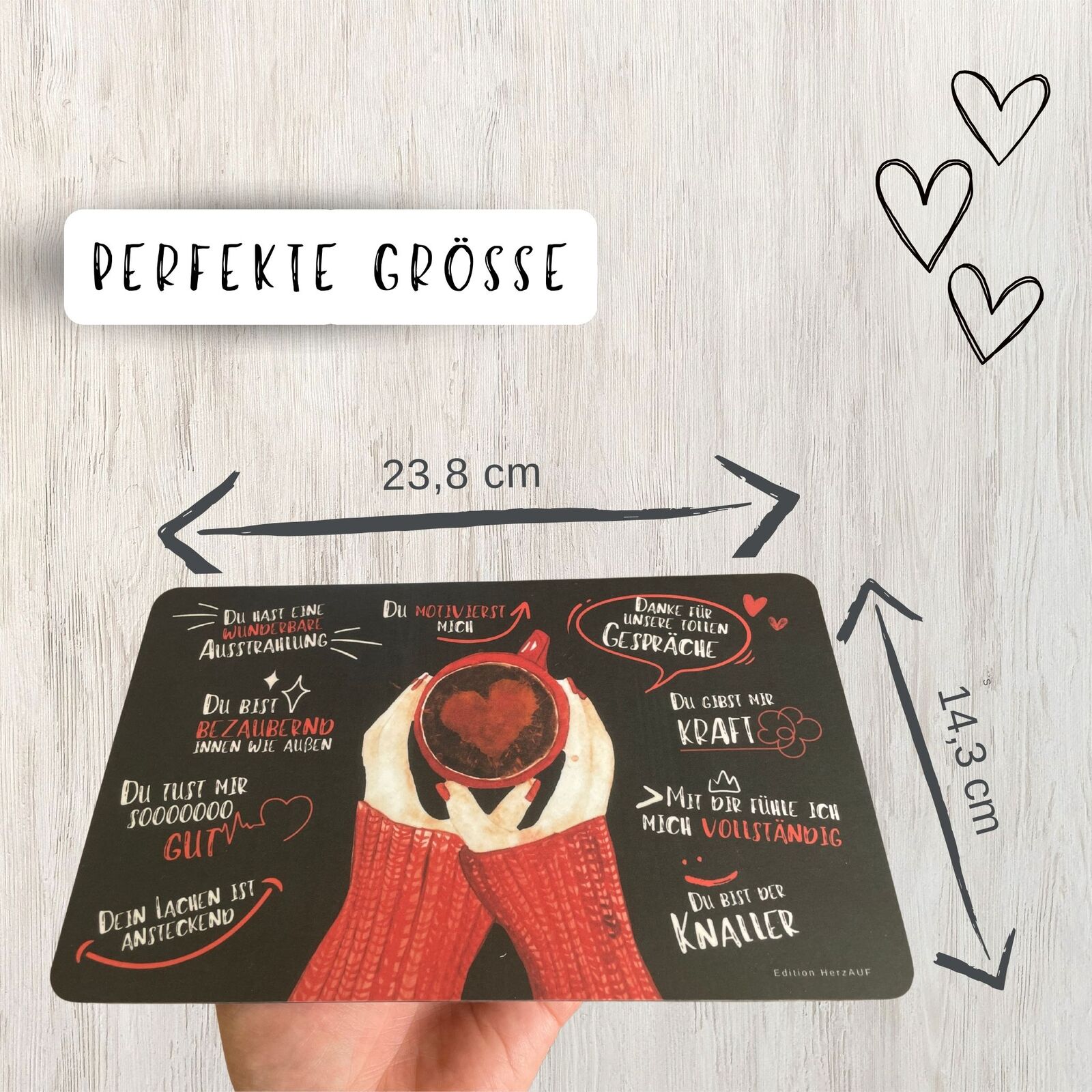 Geschenk für die Freundin oder Lieblingsmensch – Frühstücksbrettchen Du bist in rot perfekte Größe