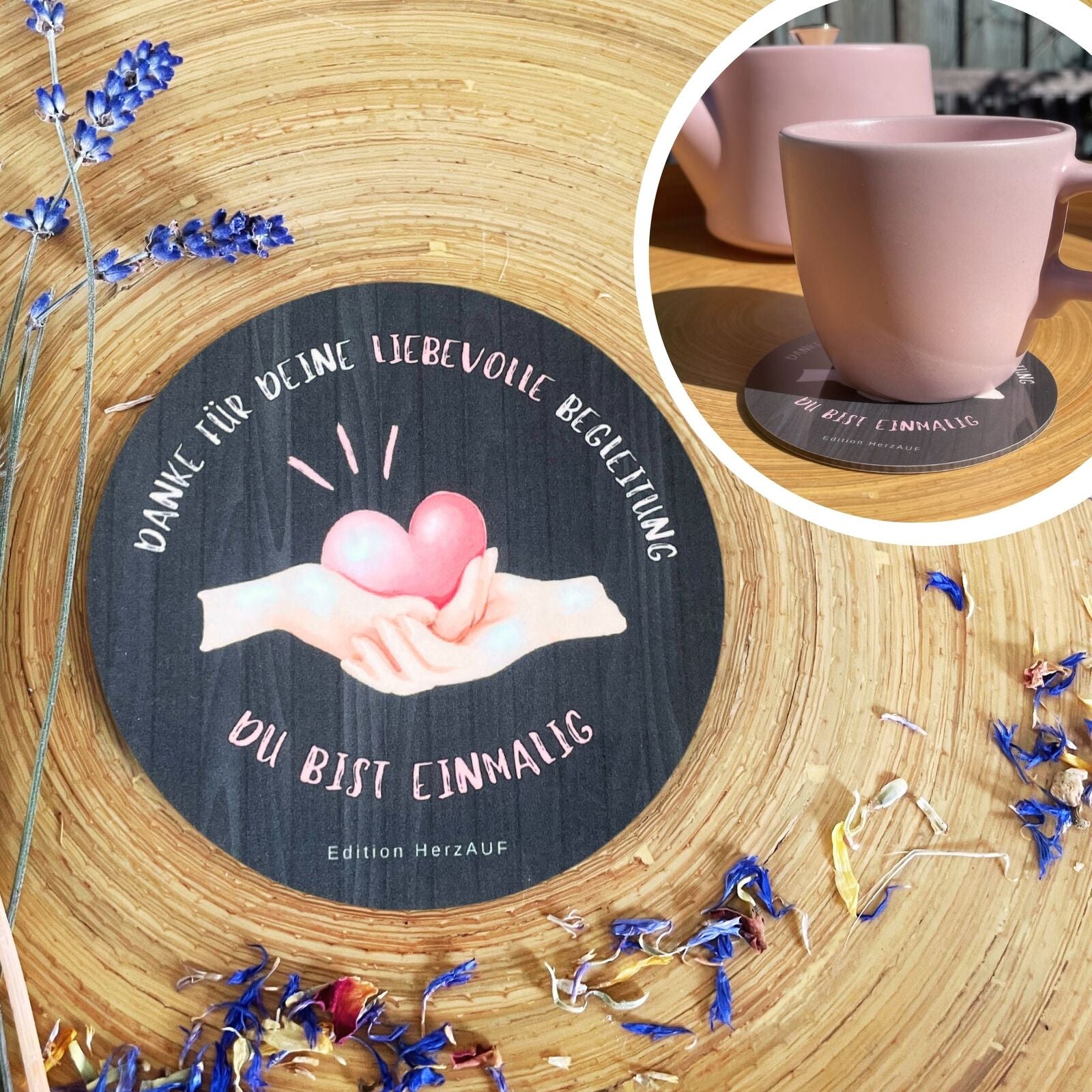 Kleines Danke Geschenk – Getränke Untersetzer Liebevolle Begleitung