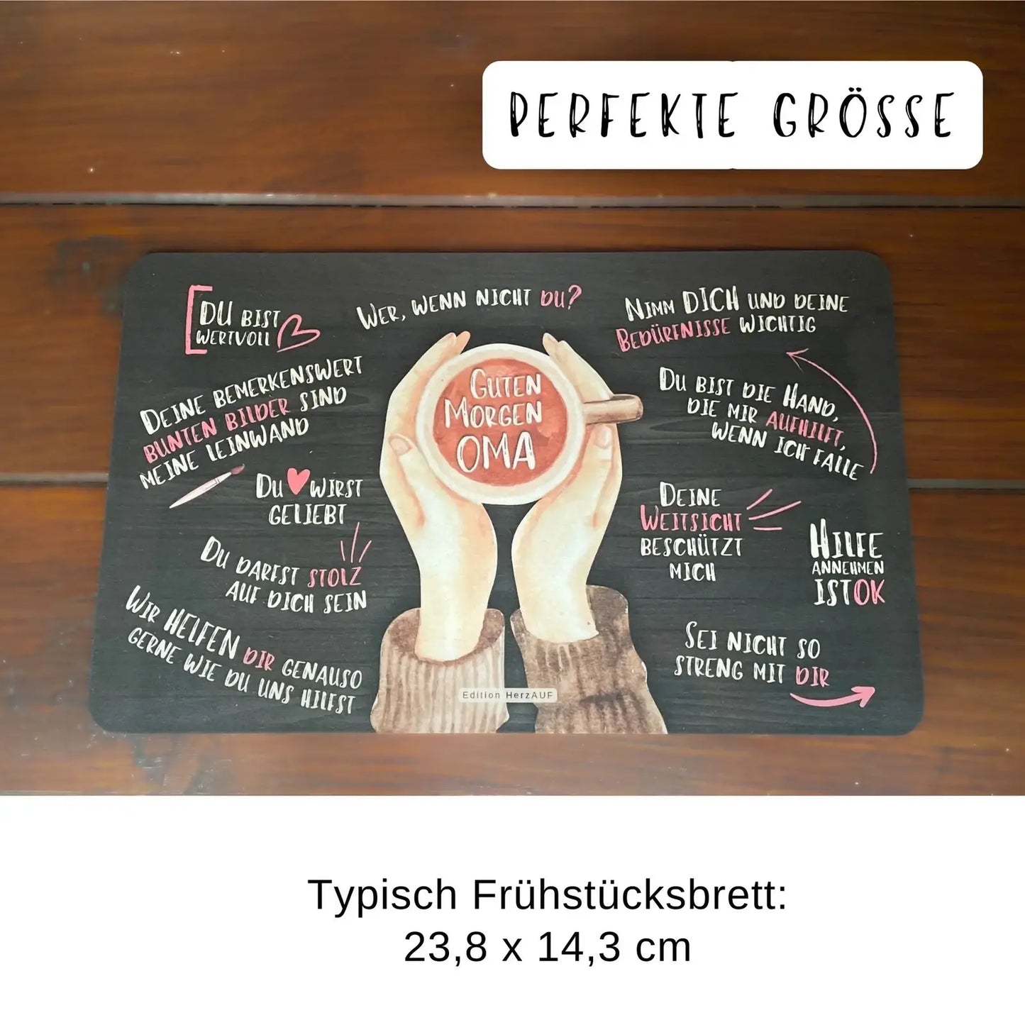 Geschenk für die Eltern_ Frühstücksbrettchen für Mama und Papa – Guten Morgen – Größe