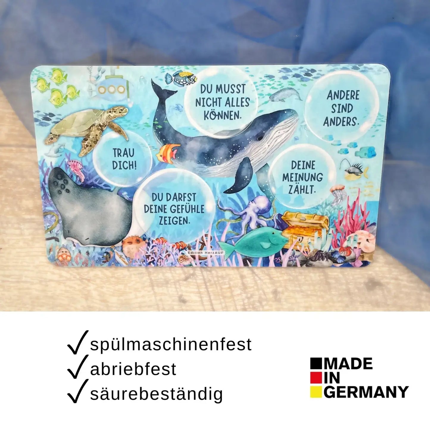 Geschenk für Kinder – Frühstücksbrettchen Unterwasserwelt – spülmaschinenfest