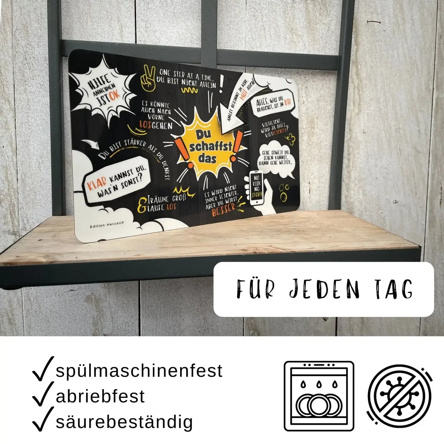 Frühstücksbrettchen Du schaffst das Comic – Du schaffst das Geschenk für Jugendliche – spülmaschinenfest
