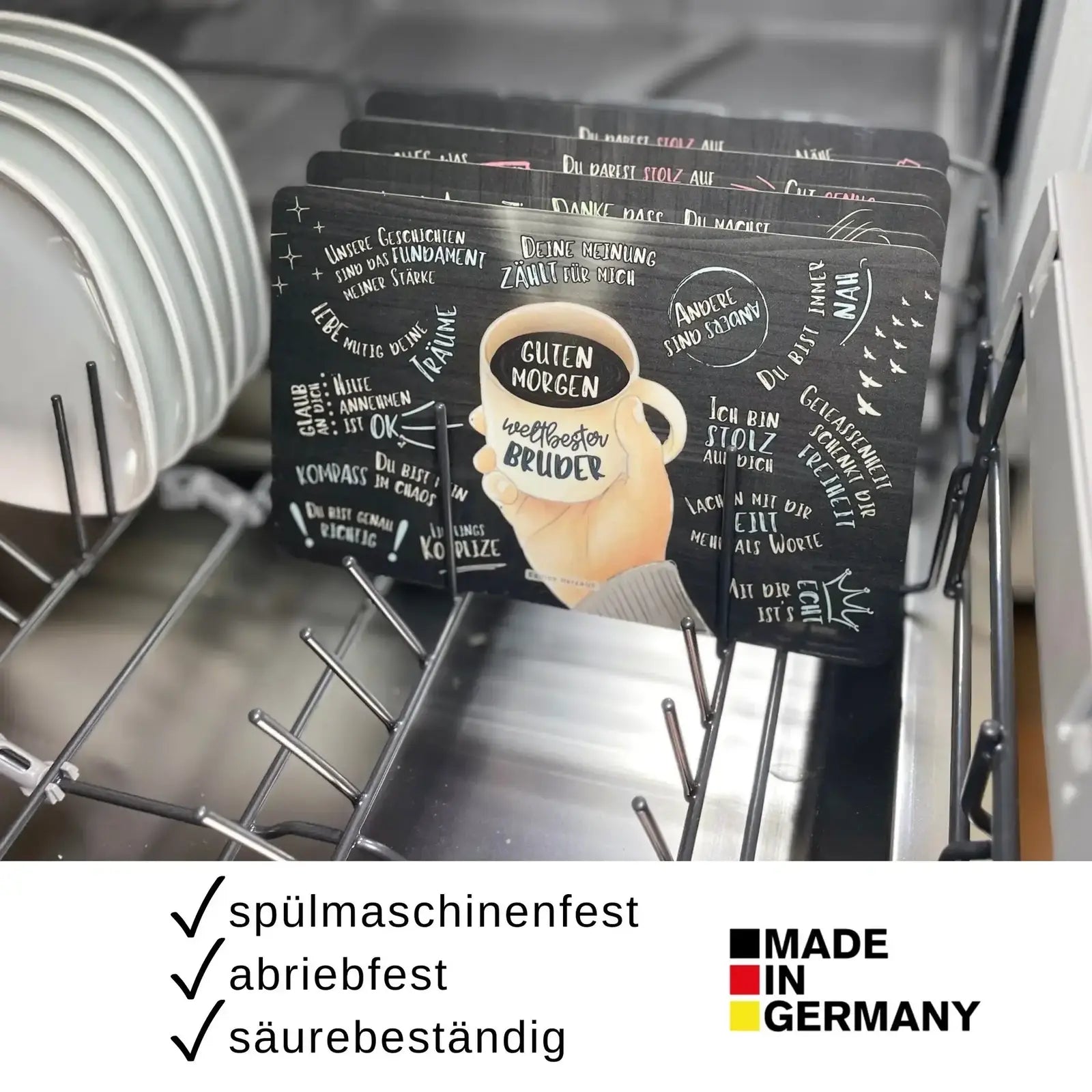 Frühstücksbrettchen "Guten Morgen weltbester Bruder“ - Geschenk für Bruder - spülmaschinenfest
