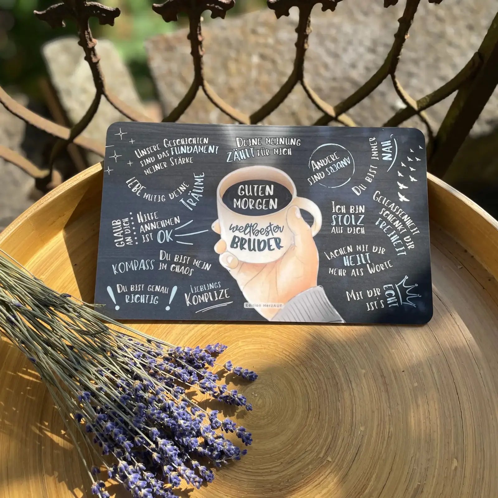 Frühstücksbrettchen Guten Morgen weltbester Bruder - Geschenk für Bruder