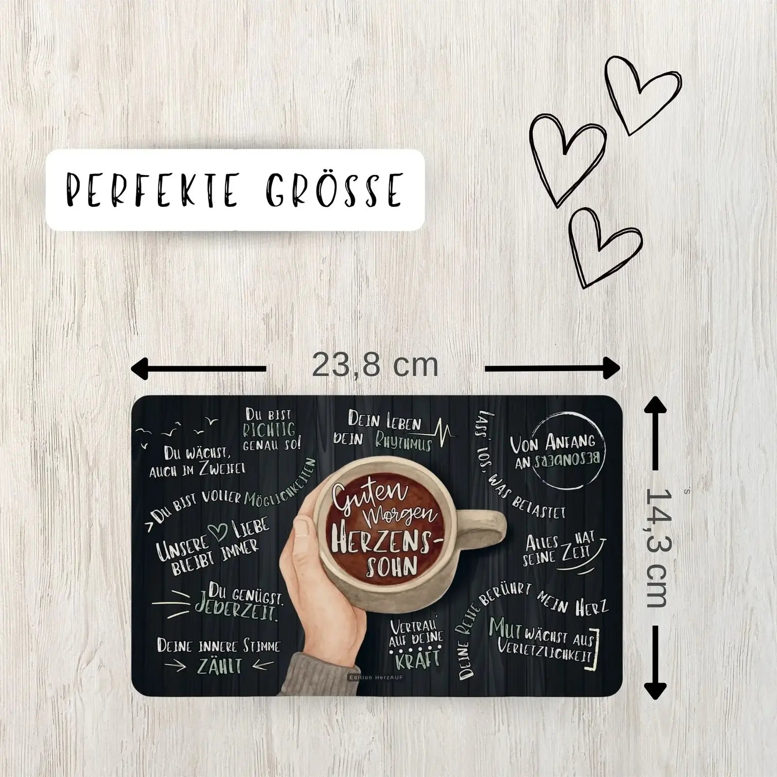 Frühstücksbrettchen "Guten Morgen Herzenssohn" - Geschenk für Sohn - perfekte Größe