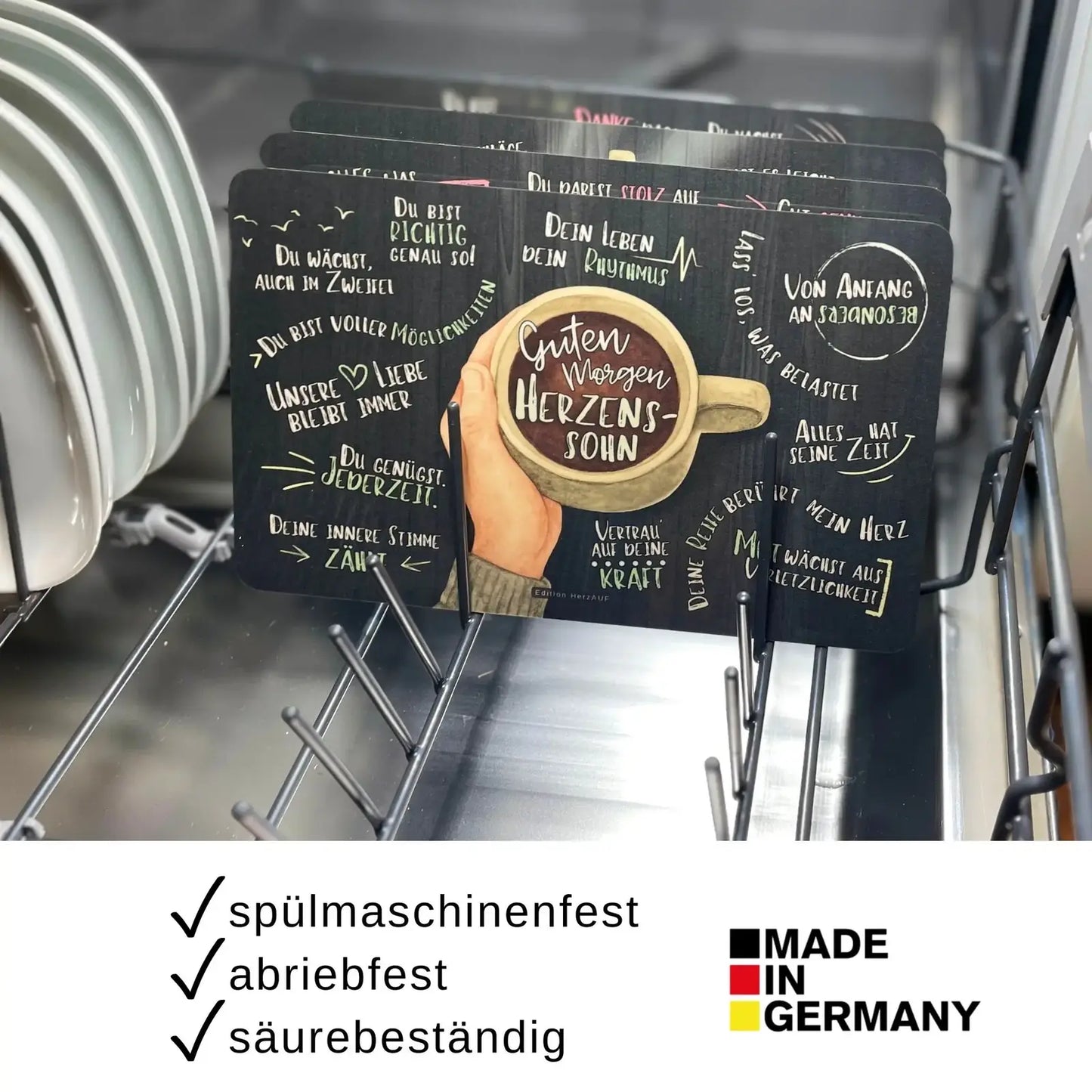 Frühstücksbrettchen "Guten Morgen Herzenssohn" - Geschenk für Sohn spülmaschinenfest