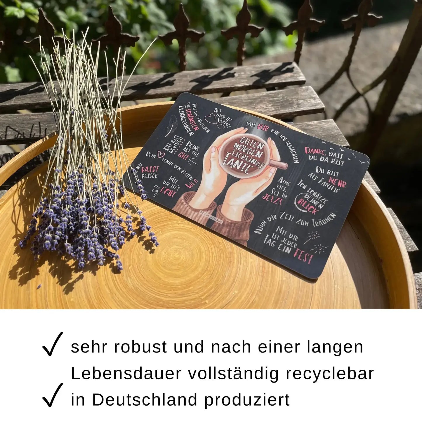 Frühstücksbrettchen: Guten Morgen Lieblingstante - Geschenk für Tante - robust