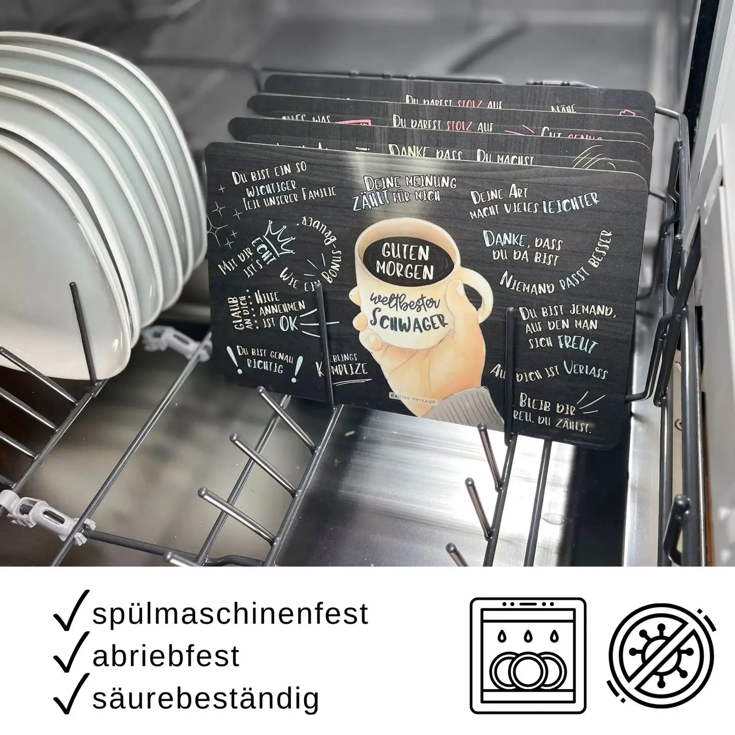 Frühstücksbrettchen Guten Morgen weltbester Schwager - Geschenk für Schwager spülmaschinenfest