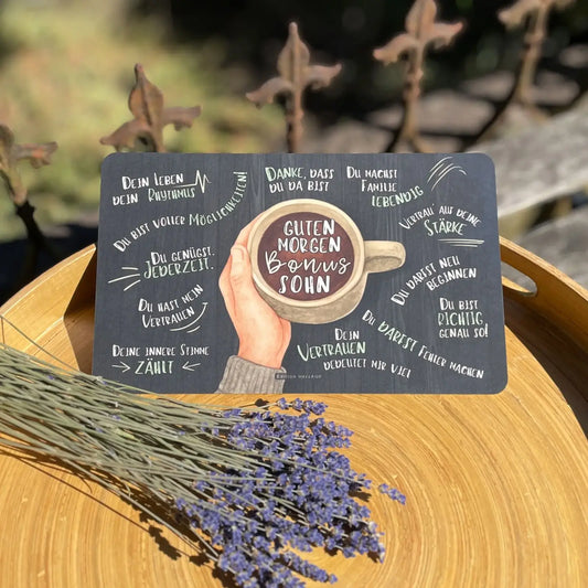 Frühstücksbrettchen Guten Morgen Bonussohn - Stiefsohn Geschenk