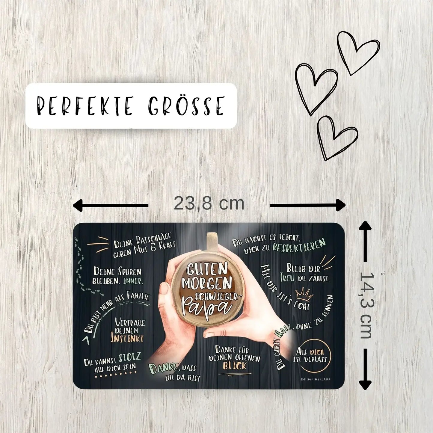 Frühstücksbrettchen "Guten Morgen Schwiegerpapa“ - Schwiegerpapa Geschenk - Größe