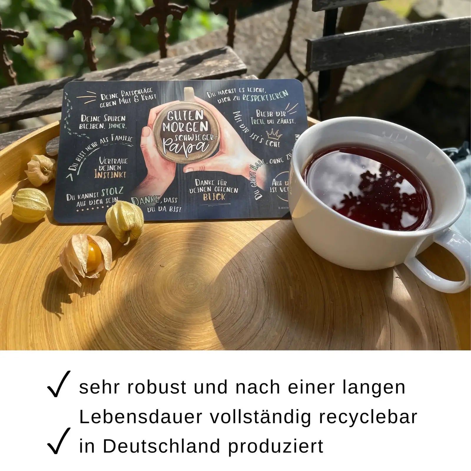 Frühstücksbrettchen "Guten Morgen Schwiegerpapa“ - Schwiegereltern Geschenk - robust Resopalx