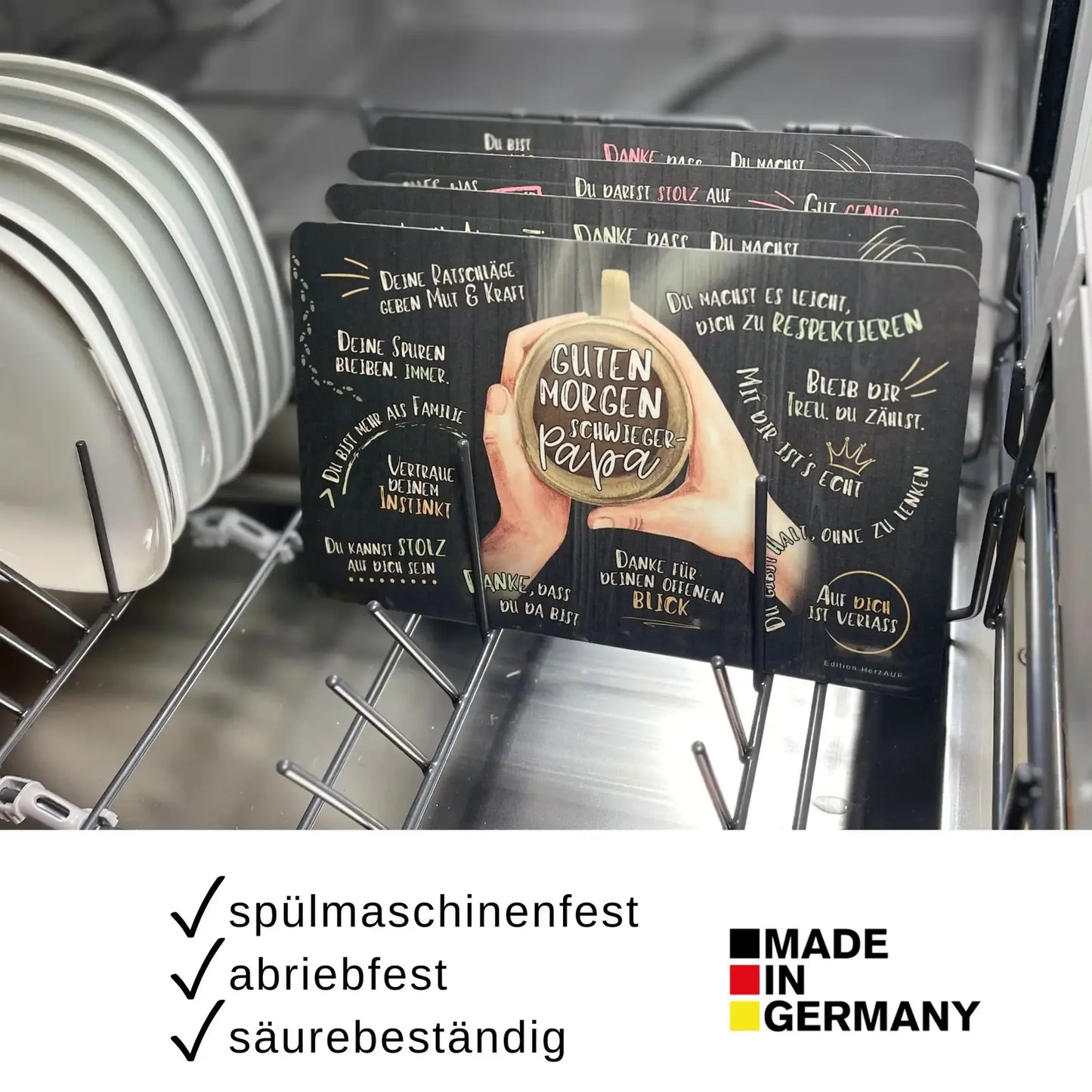 Frühstücksbrettchen "Guten Morgen Schwiegerpapa“ - Schwiegerpapa Geschenk - spülmaschinenfest