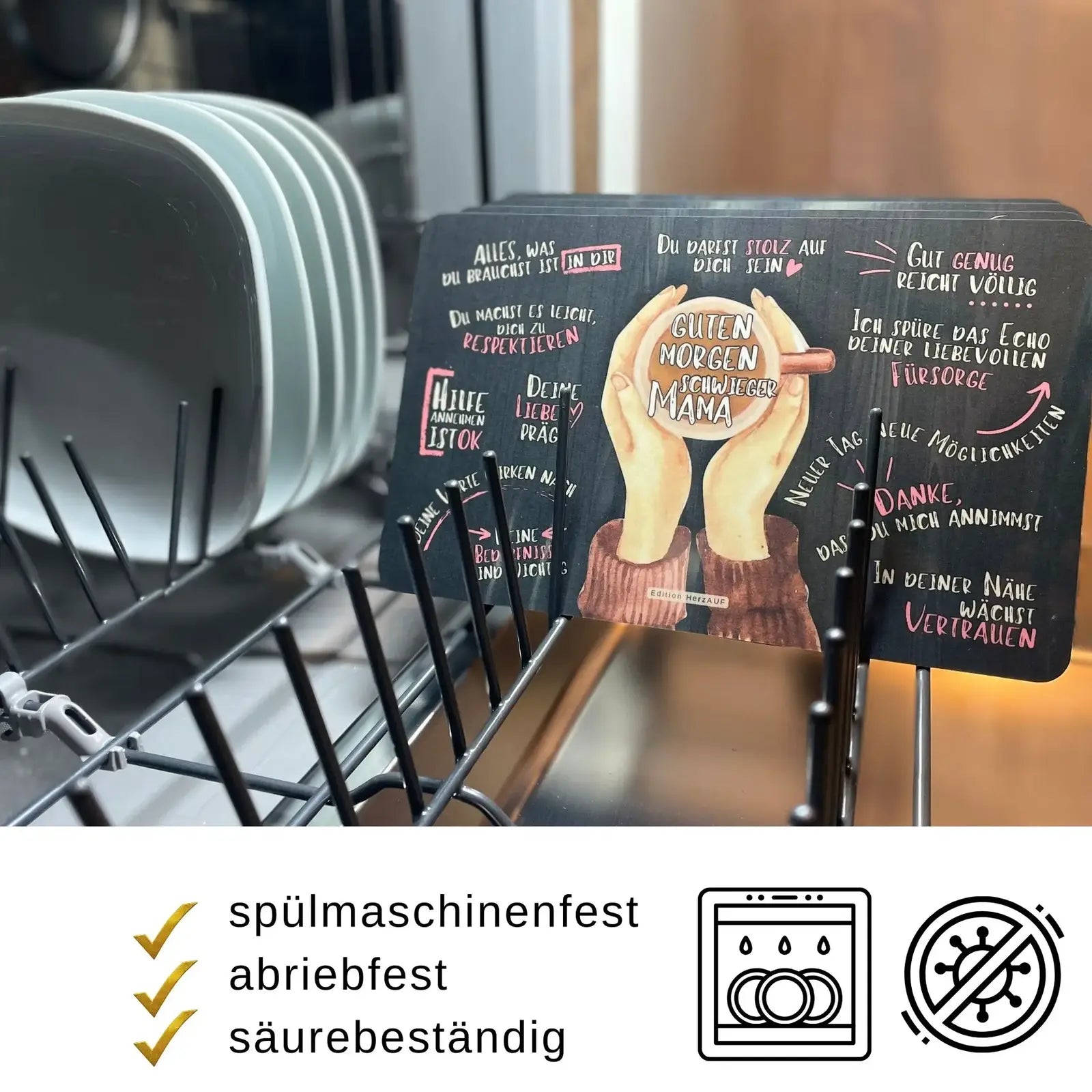 Frühstücksbrettchen "Guten Morgen Schwiegermama und Schwiegerpapa“ - Schwiegereltern Geschenk - spülmaschinenfest