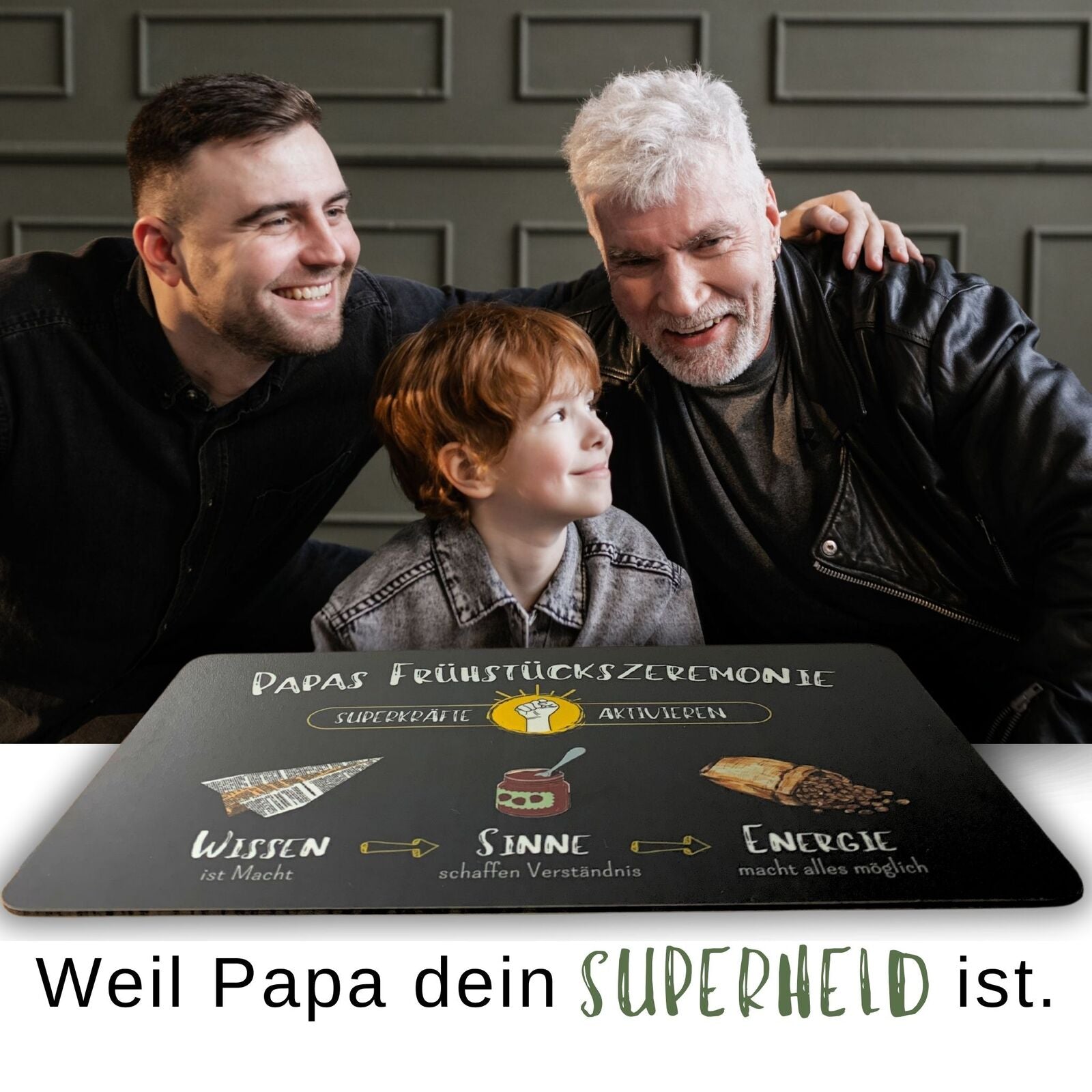 Papa Geschenk, das Superkräfte aktiviert – Bester Papa Frühstücksbrettchen Weil Papa dein Superheld ist