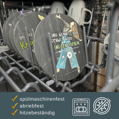 Untersetzer „Einfach machen“ – Mutmacher Geschenk, kleine Aufmerksamkeit zur Aufmunterung - spülmaschinenfest