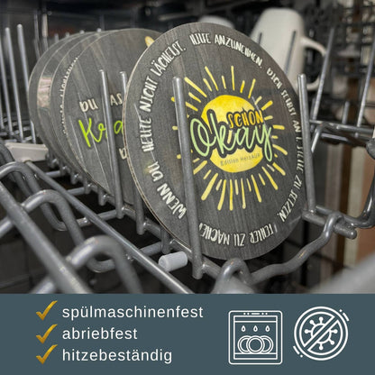 Untersetzer „Schon okay…“ | Mental Health Geschenk für mehr Selbstfürsorge und Nachsicht - spülmaschinenfest & hitzebeständig