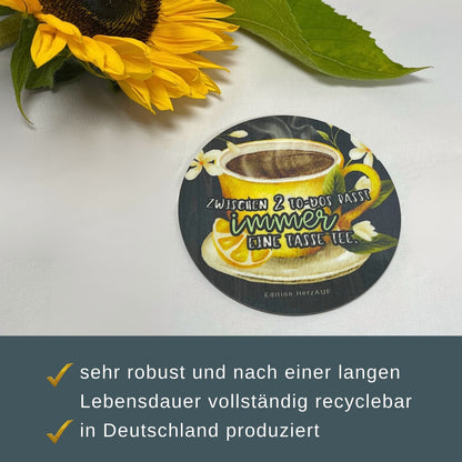 Tee-Untersetzer „Zwischen 2 To-Dos passt immer eine Tasse Tee“ | Entschleunigungsgeschenk Freunde oder Kollegen - spülmaschinenfest