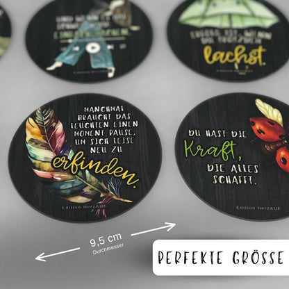 Untersetzer „Leuchten“ – Mental Health Geschenk, Aufmunterung & Kur Mitbringsel – spülmaschinenfest, hitzebeständig