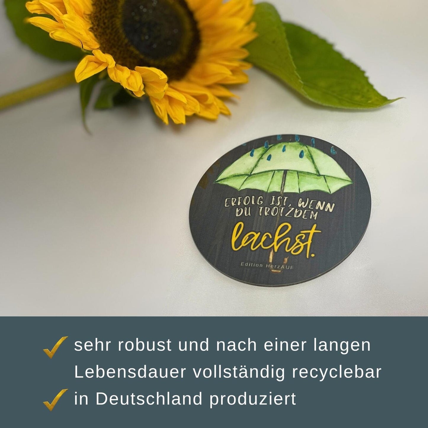 Untersetzer „Erfolg ist, wenn du trotzdem lachst“ – Kleines Geschenk zur Aufmunterung, spülmaschinenfest