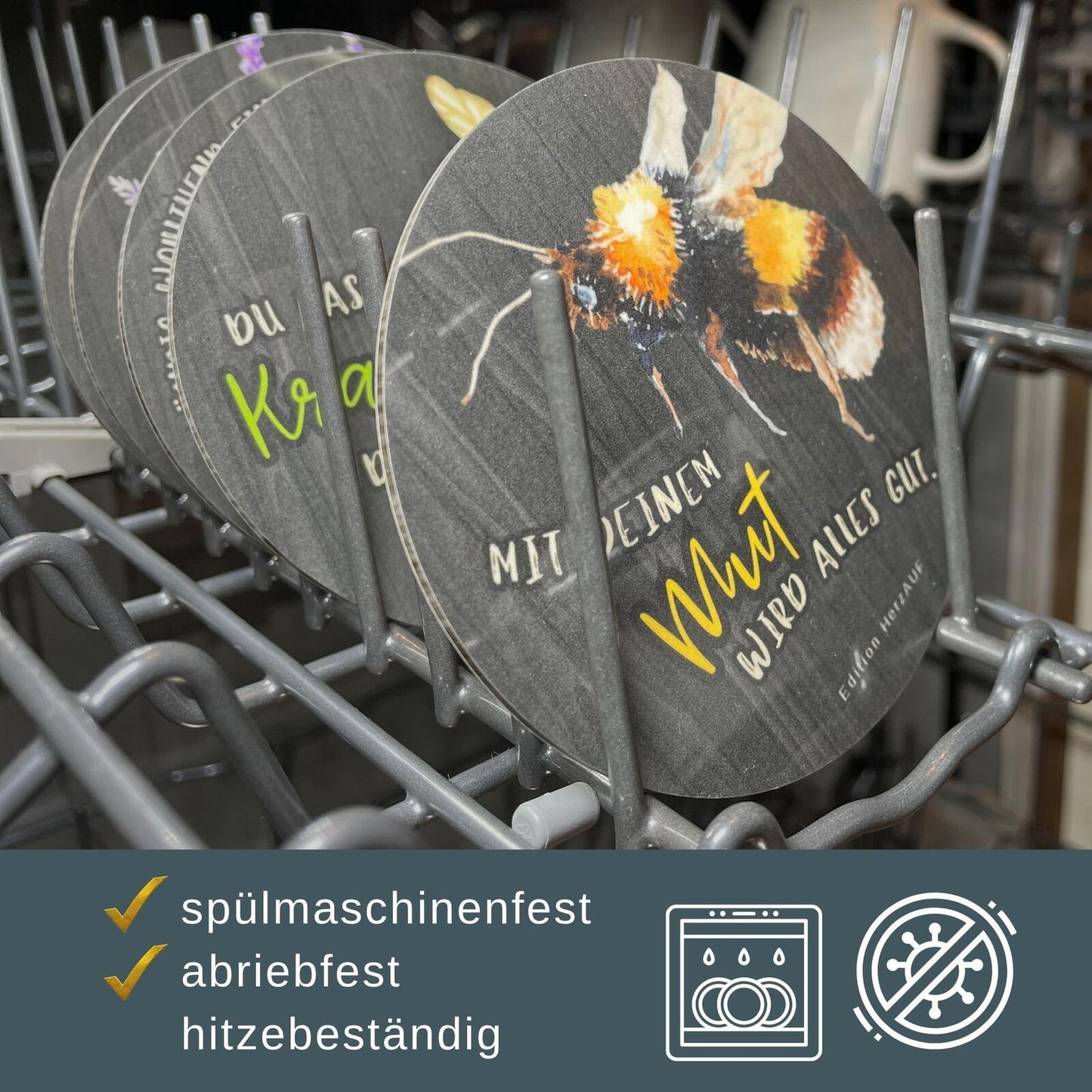 Untersetzer „Mit deinem Mut wird alles gut“ | Mutmacher- und Motivationsgeschenk