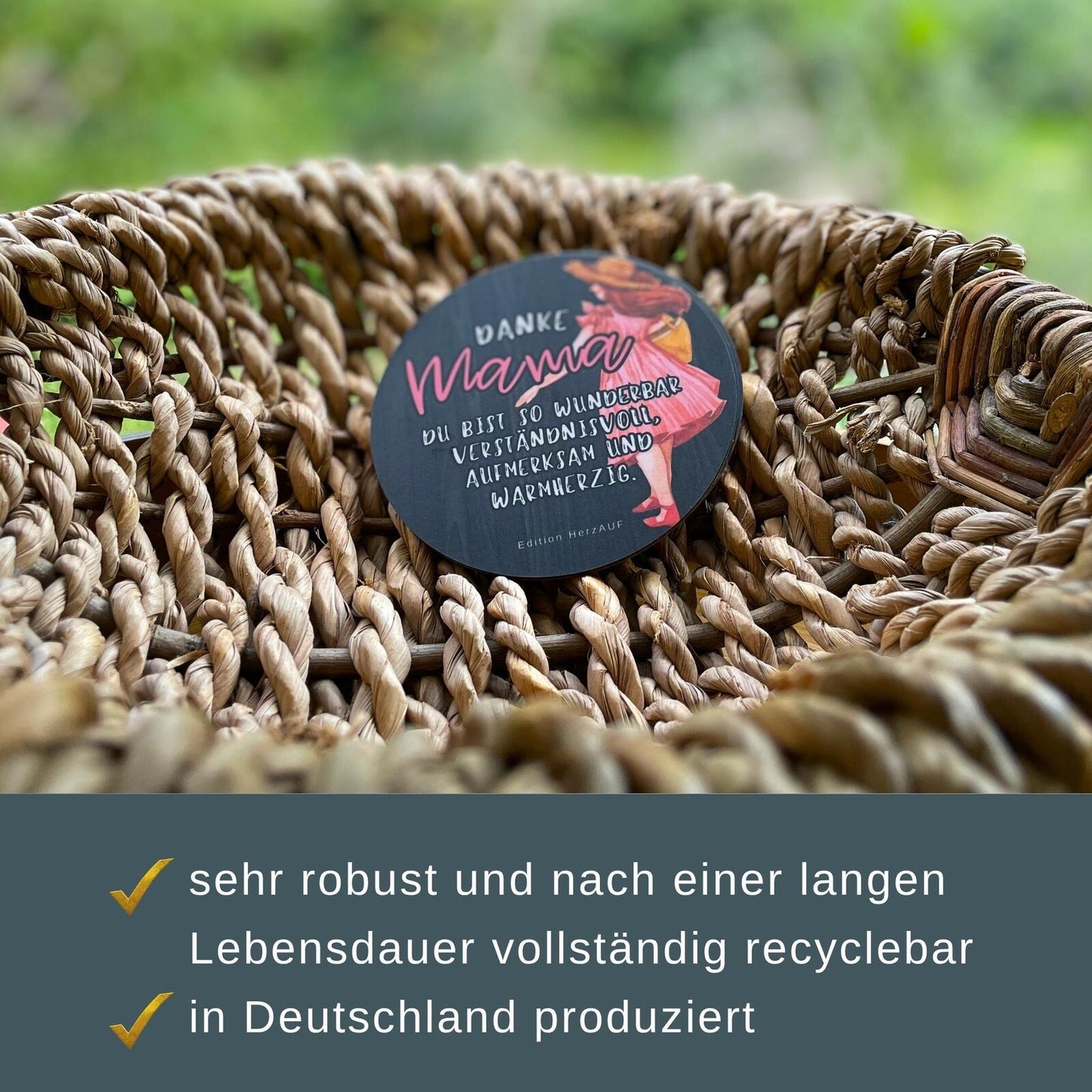 Getränke Untersetzer - Danke Mama - Kleines Geschenk für Mama - robust und made in Germany