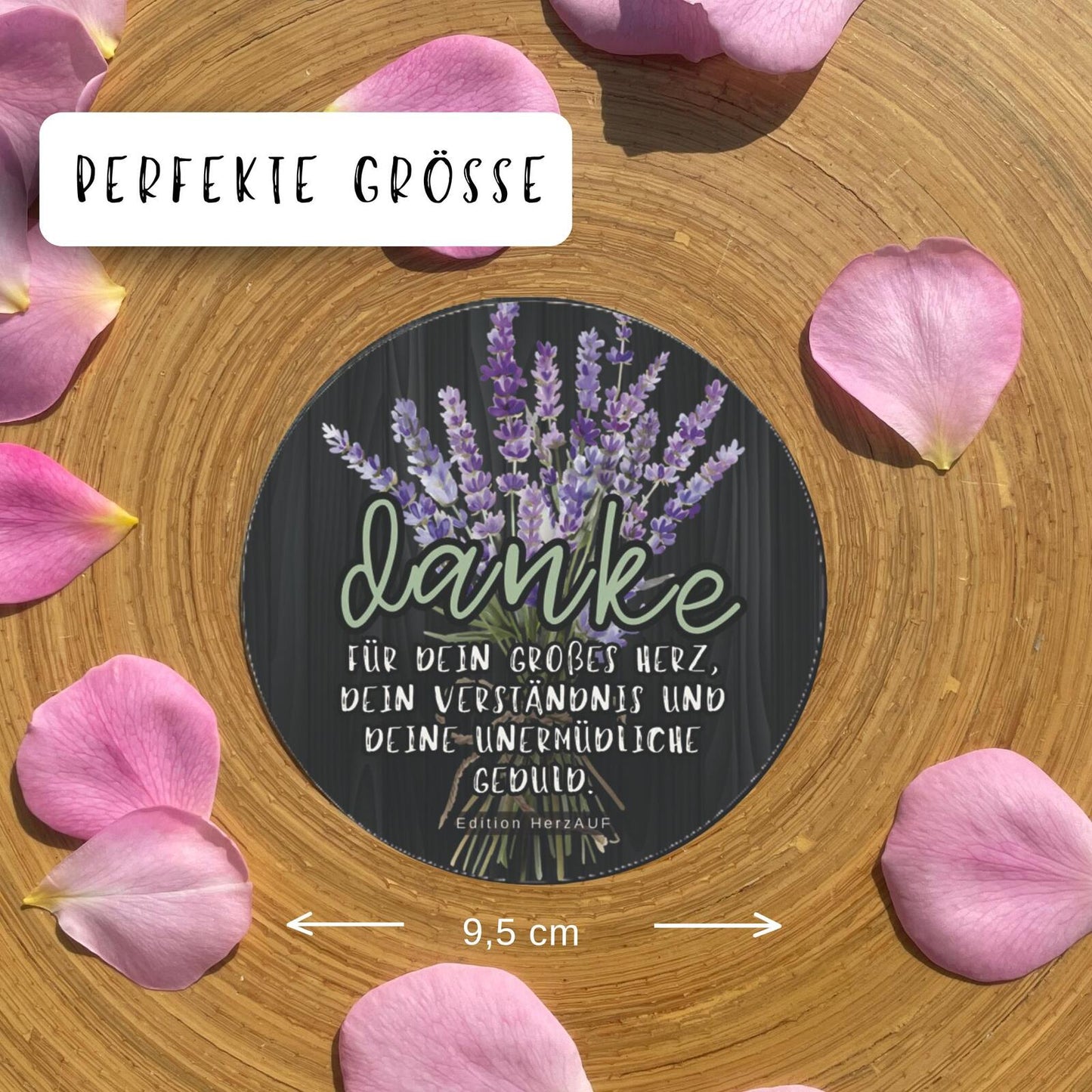 Kleines Danke Geschenk - Getränkeuntersetzer Danke für dein großes Herz - Durchmesser 9,5cm