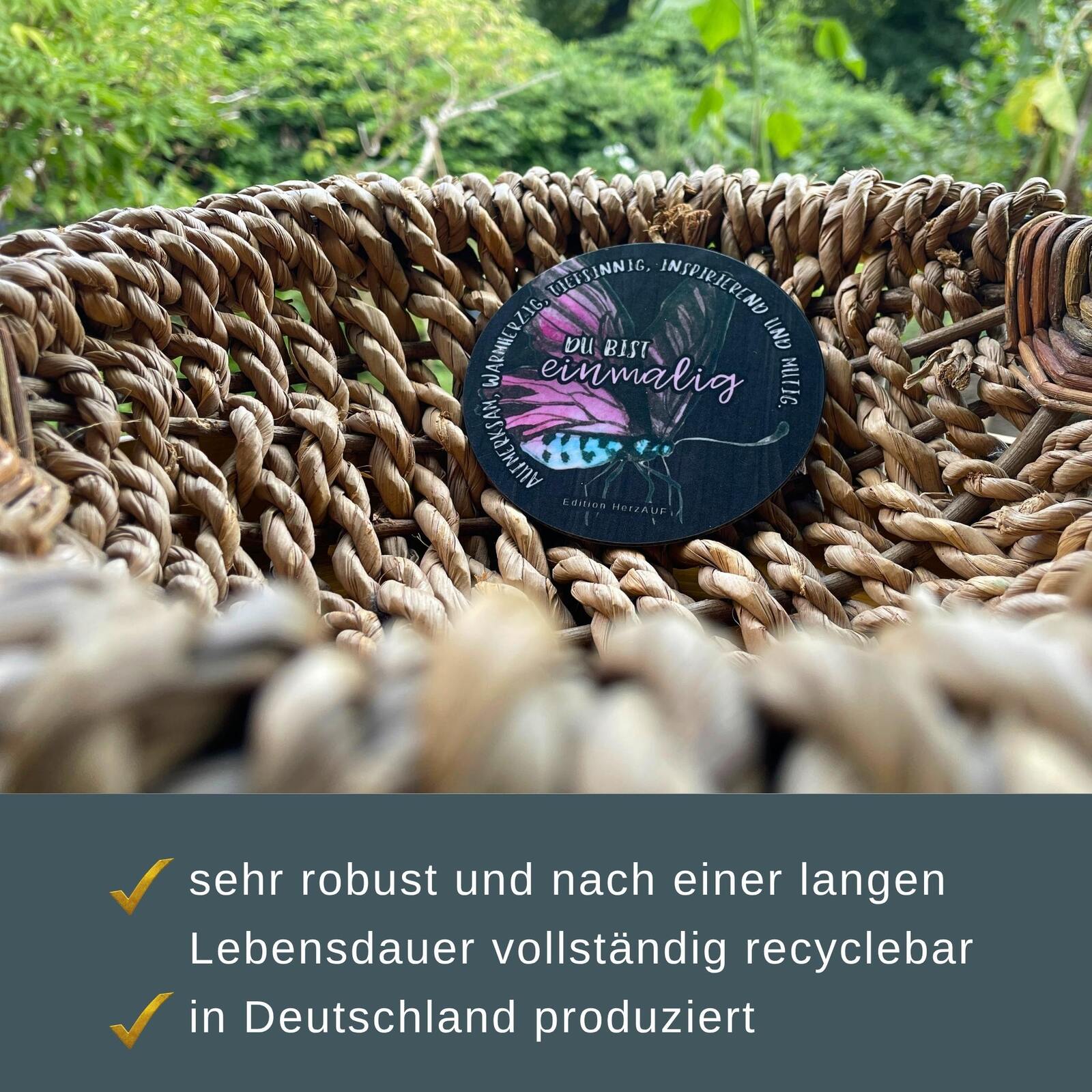 Kleines Danke Geschenk für Frauen- Getränkeuntersetzer DU BIST EINMALIG - robust