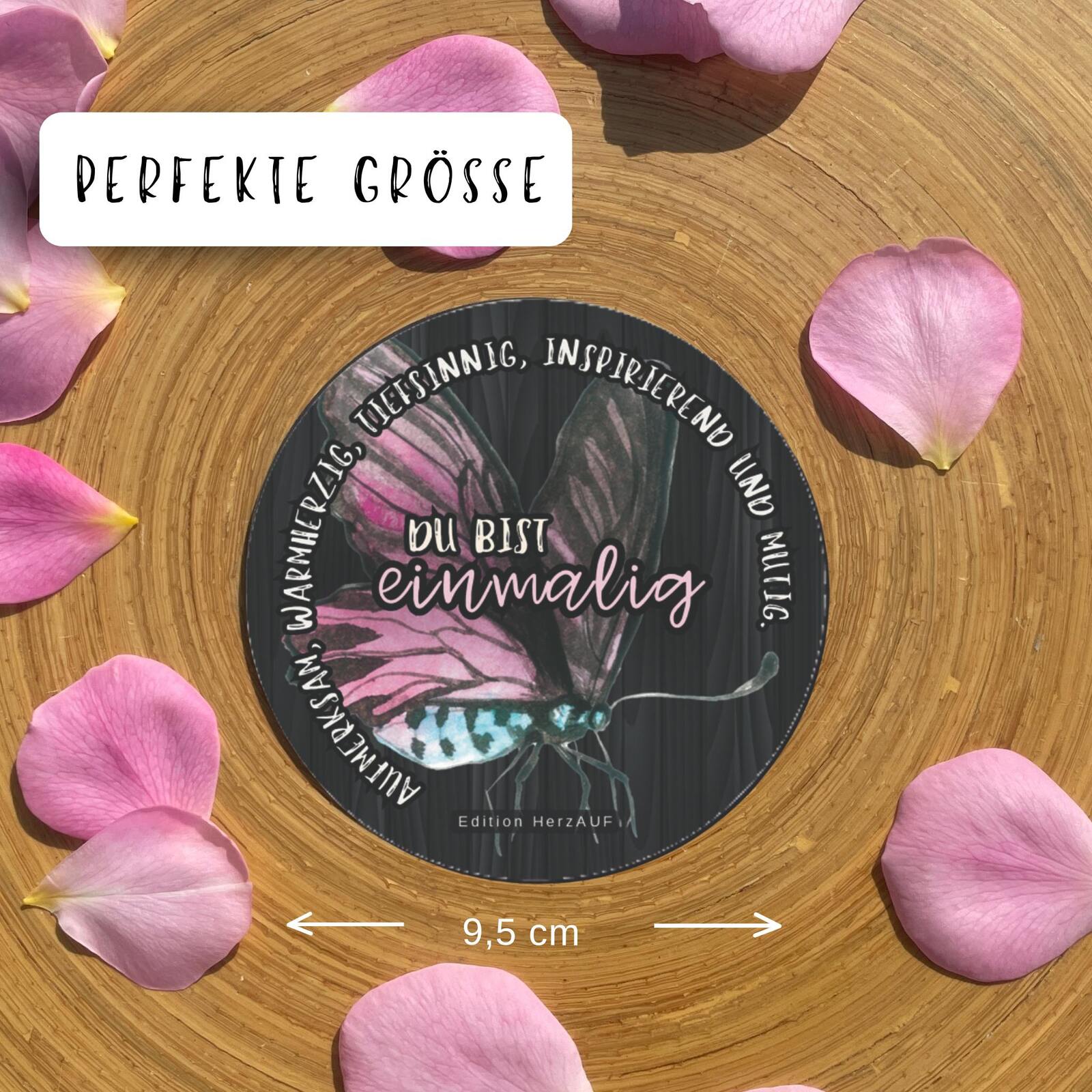 Kleines Danke Geschenk für Frauen- Getränkeuntersetzer DU BIST EINMALIG - 9,5cm Durchmesser