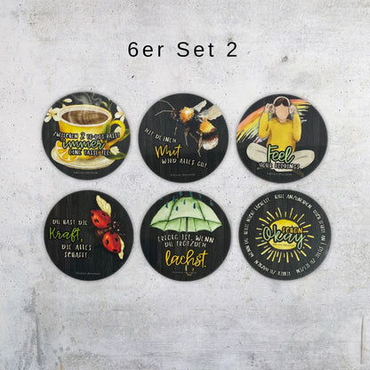 Kleine Geschenke für Frauen: 6 Getränkeuntersetzer mit Spruch