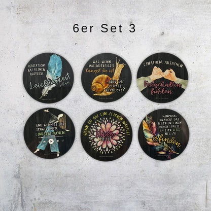 Kleine Geschenke für Frauen: 6 Getränkeuntersetzer mit Spruch