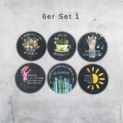 Kleine Geschenke für Frauen: 6 Getränkeuntersetzer mit Spruch