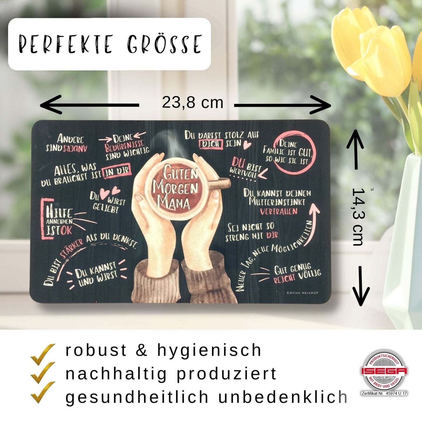 Geschenk für Mama – Frühstücksbrettchen Guten Morgen Mama – perfekte Größe