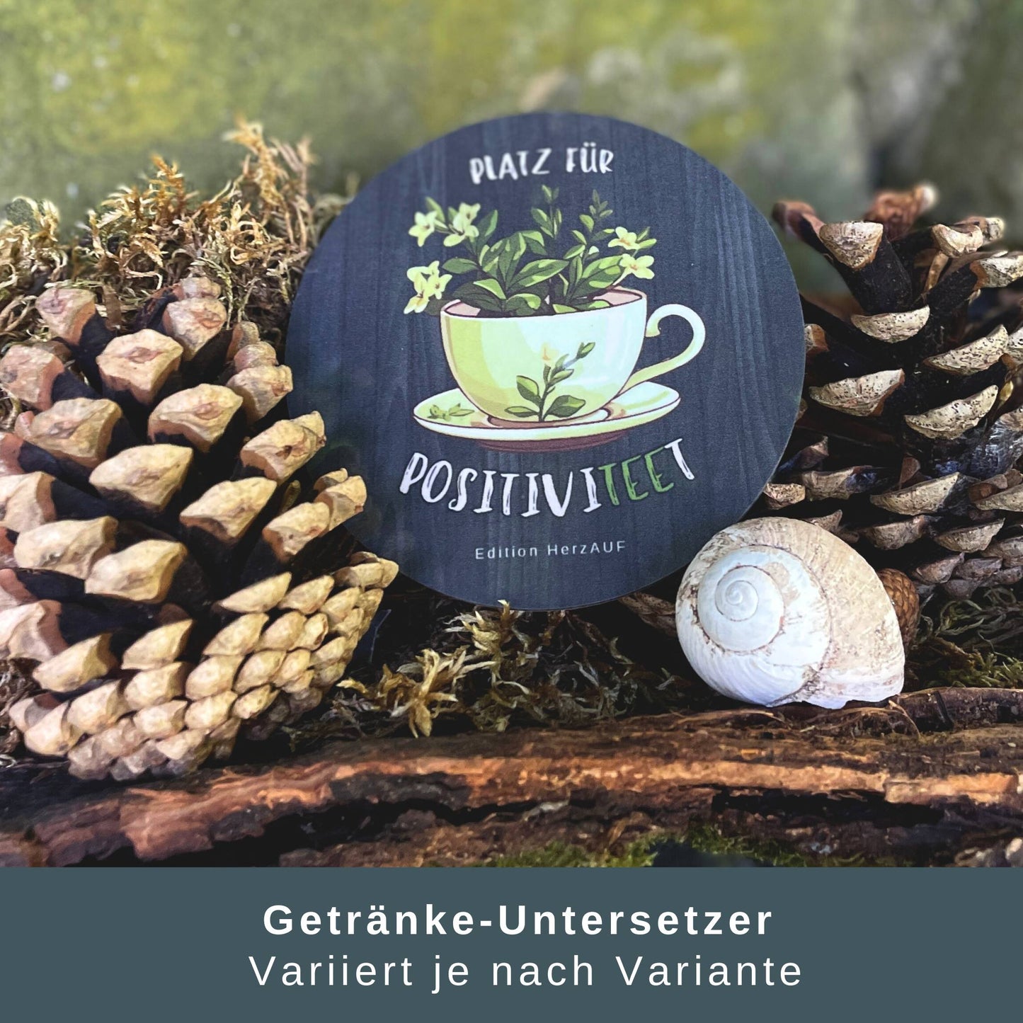 Du schaffst das - Geschenkset: Frühstücksbrettchen + Halter + Untersetzer „Platz für PositiviTeet“