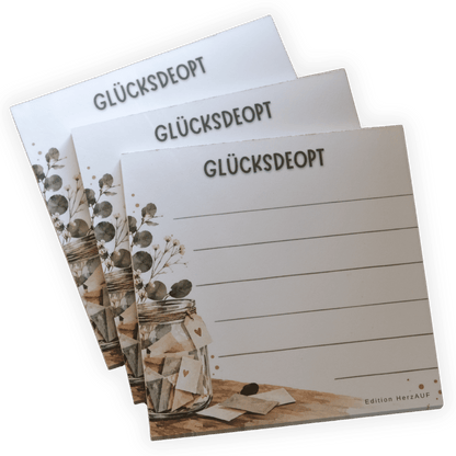 Glücksdepot – Notizblöcke für Erinnerungsglas - 3er Set
