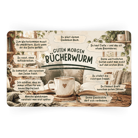 Frühstücksbrettchen „Guten Morgen Bücherwurm“ – Ein persönliches Geschenk für Buchliebhaber