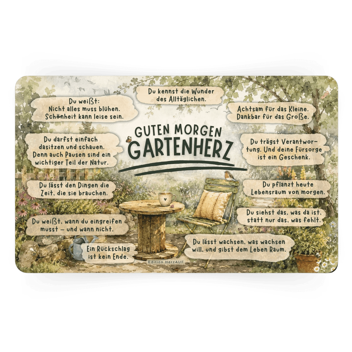 Frühstücksbrettchen „Guten Morgen Gartenherz“ – Ein persönliches Geschenk für Gartenliebhaber