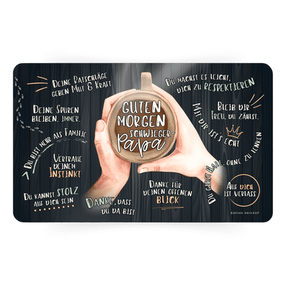Frühstücksbrettchen "Guten Morgen Schwiegerpapa“ Geschenke für Eltern, Geschenke für Männer